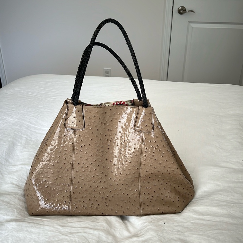 Big Buddha Large Tote- tan ostrich